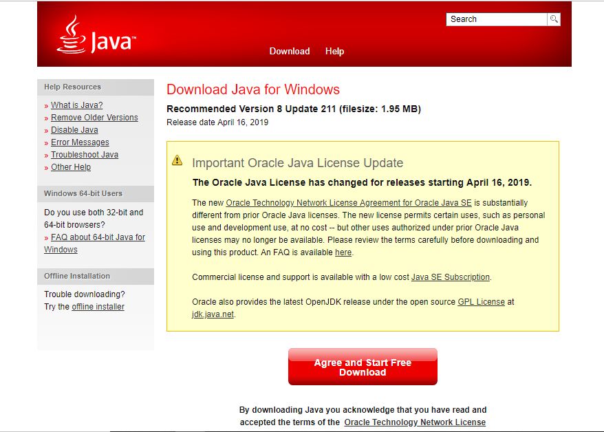 Java RTE is not free